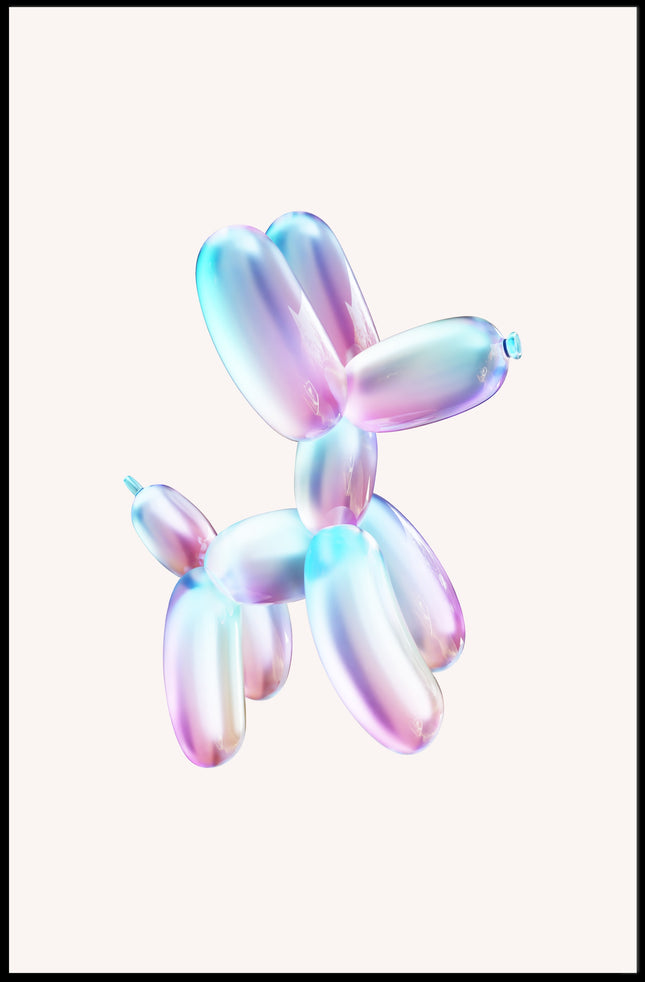 Balloon Dog Art in Pastel Colors: Artistic Poster