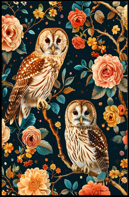 Owls And Blossoms William Morris Art Poster