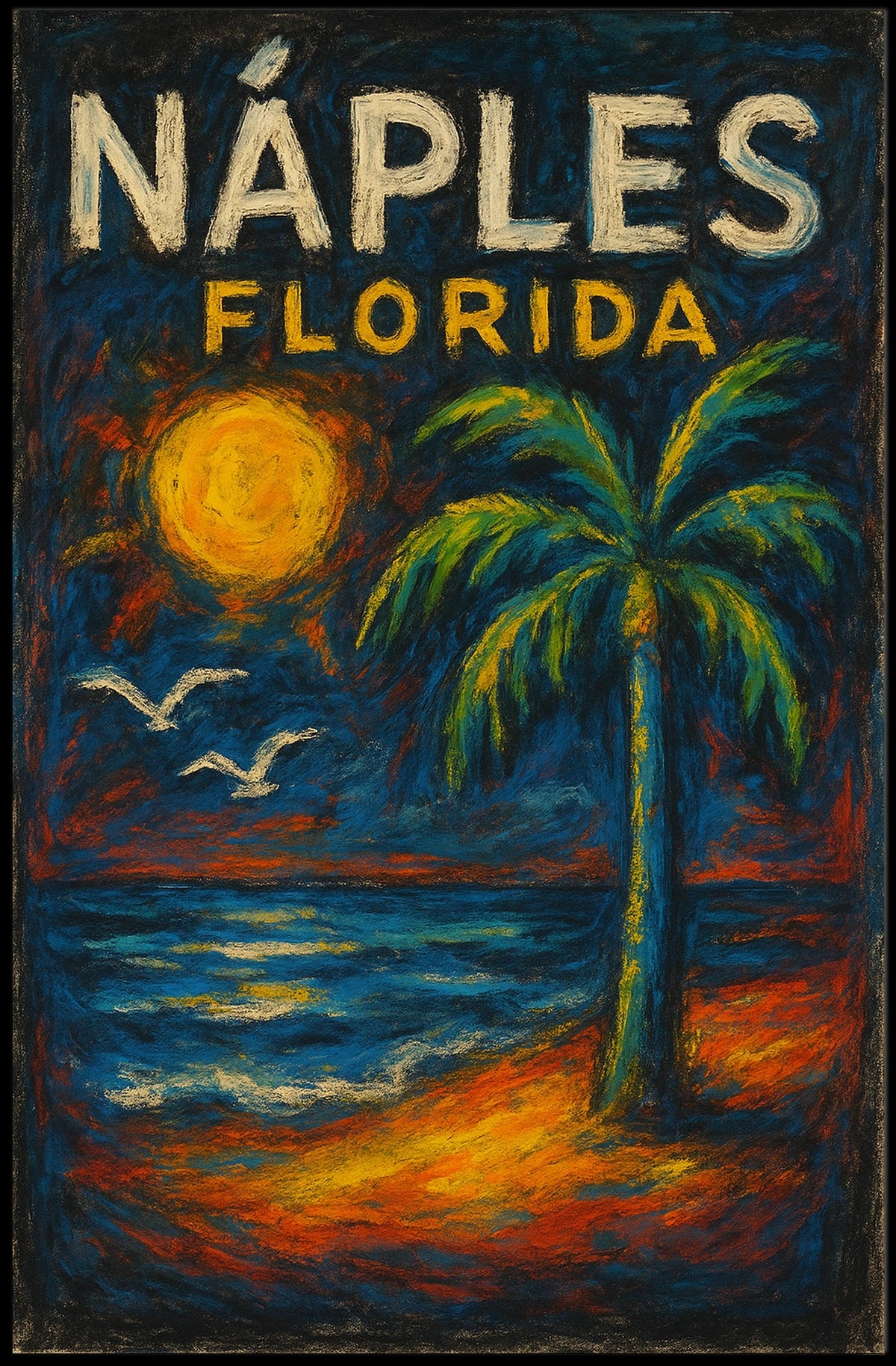 Naples Florida Poster Wall Art Coastal Beach Decor