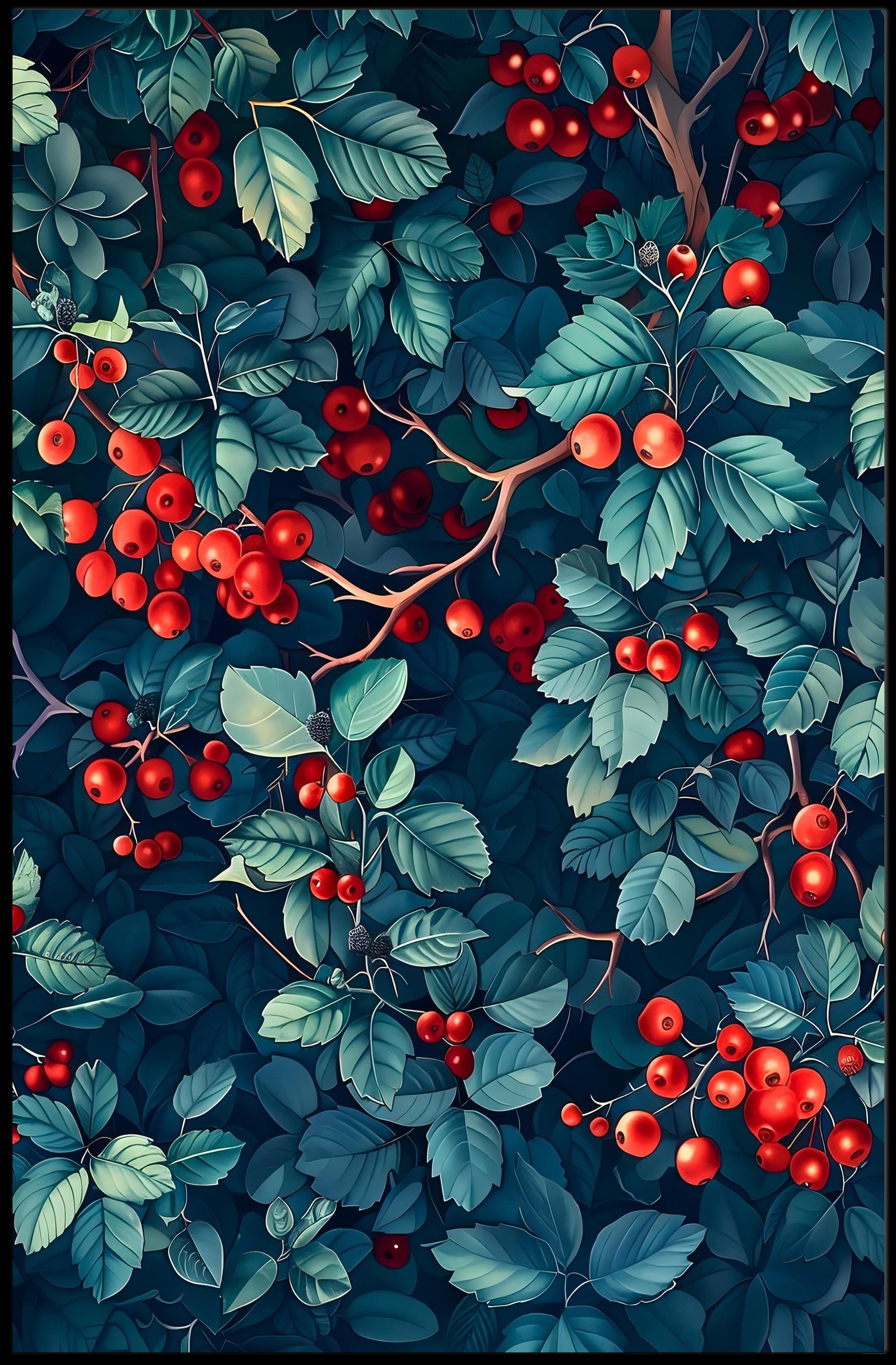 Vibrant Foliage and Berries Wall Art