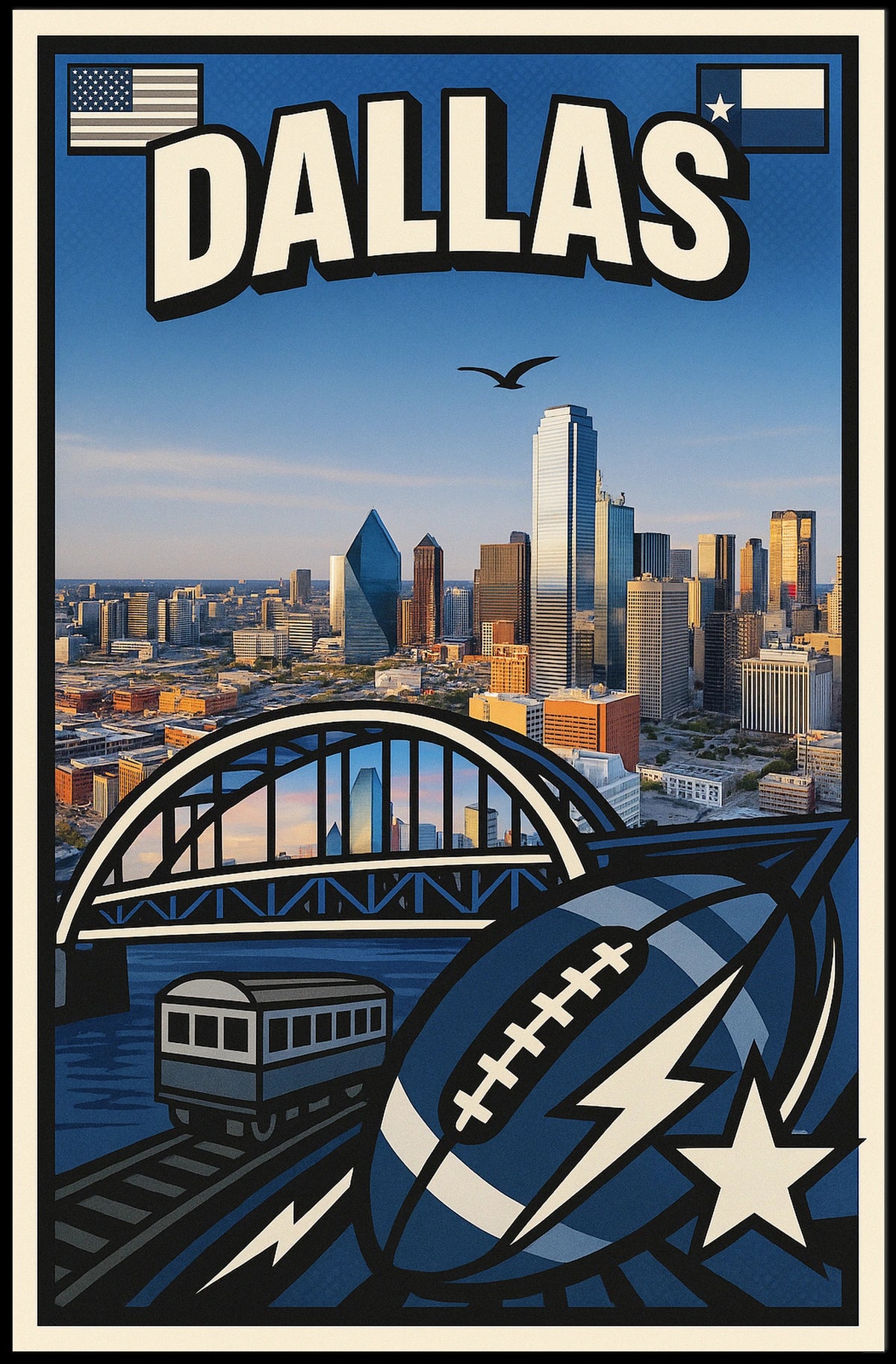 Dallas Skyline Celebration Poster
