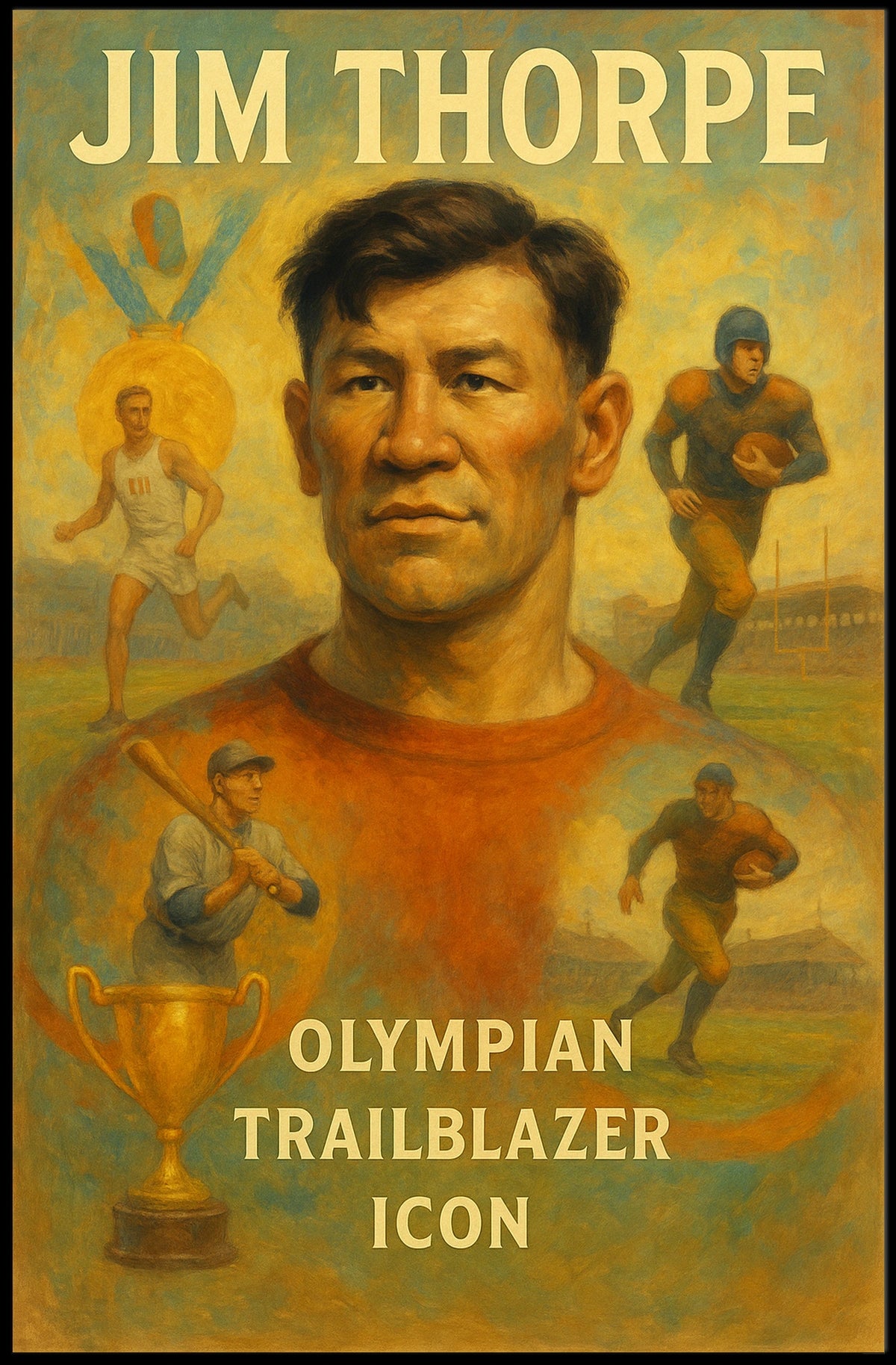 Olympian Trailblazer Icon Jim Thorpe Poster