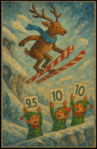 Joyful Reindeer Skiing Christmas Fun Fantasy or Mythology Poster