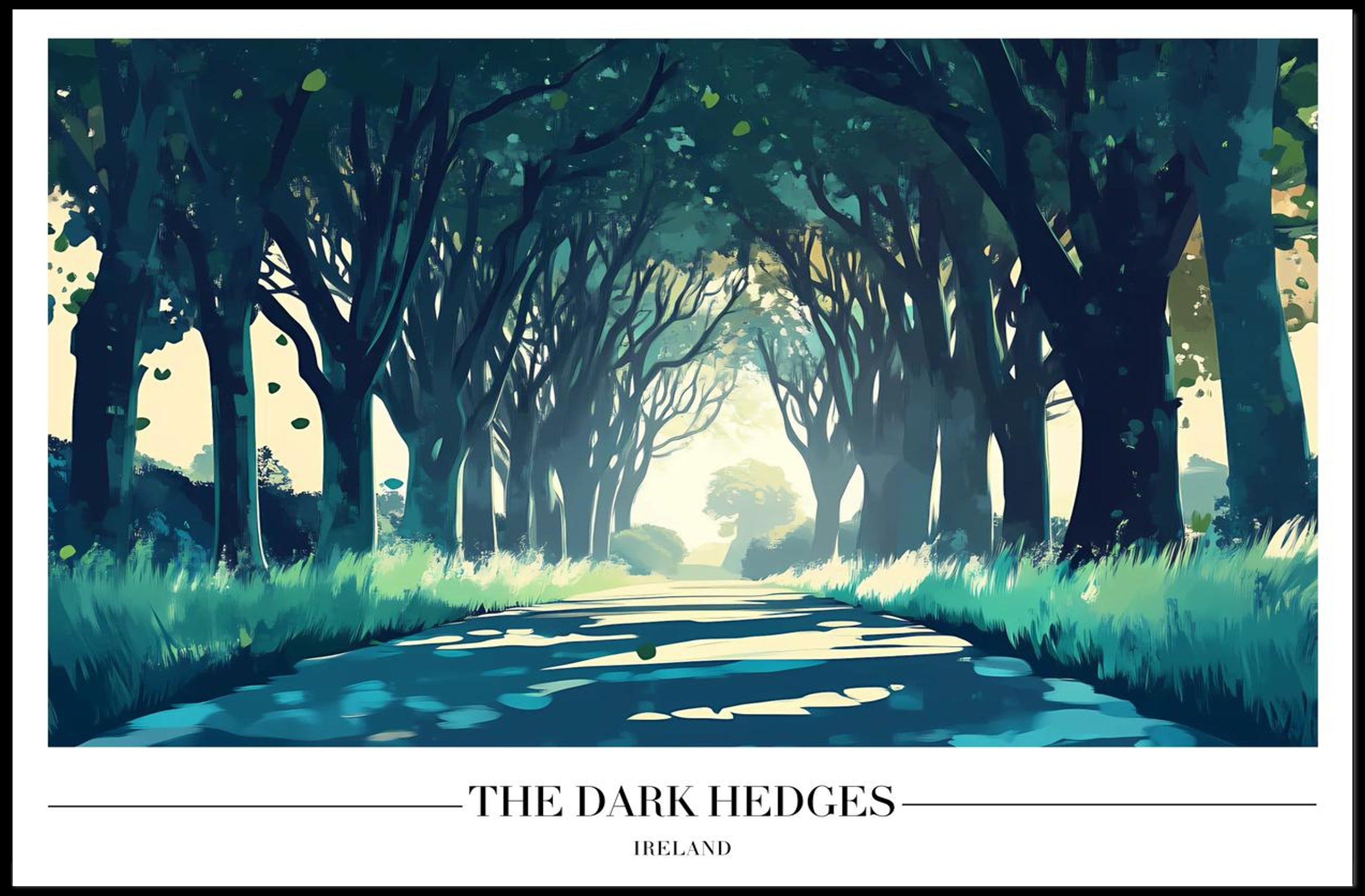 The Dark Hedges: Mystical Pathway Artistic Poster