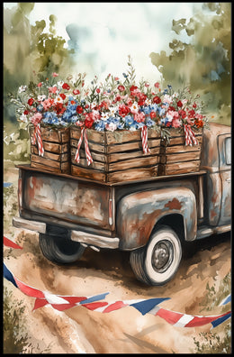 Weathered Pickup Truck Vintage Road Scene Wall Art Poster
