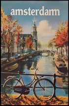 Autumn Amsterdam Canal Vintage Travel Poster