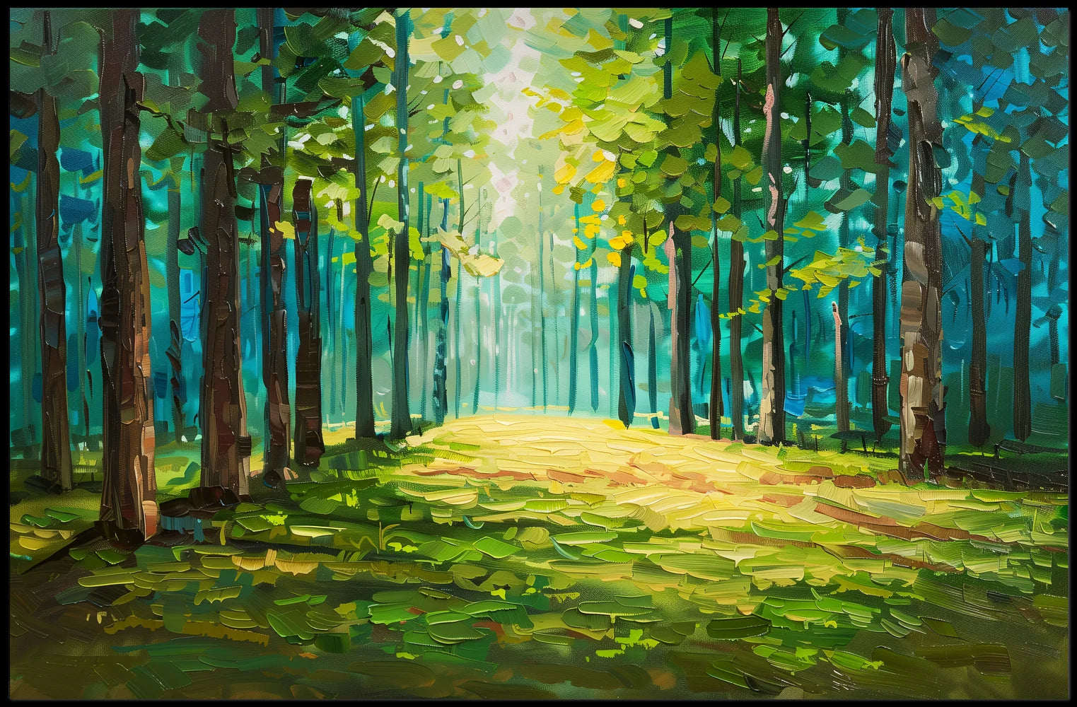 Serene Forest Pathway Impressionistic Art Poster