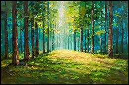 Serene Forest Pathway Impressionistic Art Poster