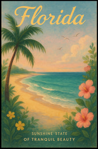 Florida Beach Poster Vintage Sunshine State Print