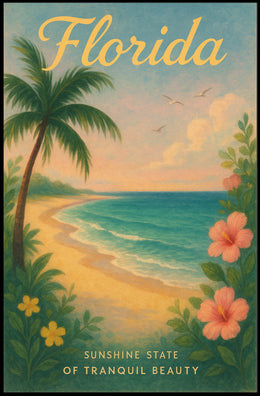 Florida Beach Poster Vintage Sunshine State Print