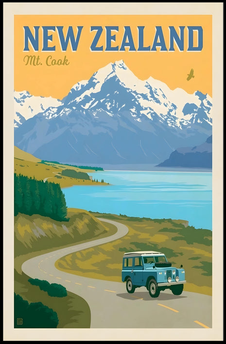 Vintage Travel Poster: Mt. Cook New Zealand Adventure