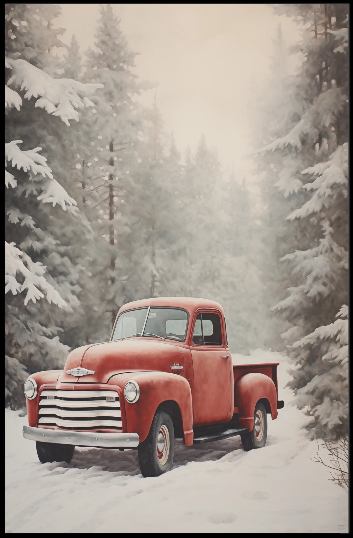 Vintage Winter Truck Vintage Poster