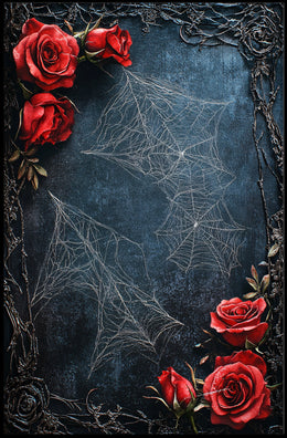 Dark Roses and Webs Moody Art Print Abstract Poster