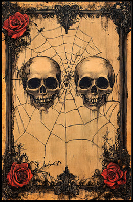Gothic Skulls And Roses Poster