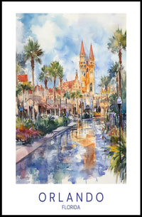 Orlando Watercolor Scene Poster PosterGoat
