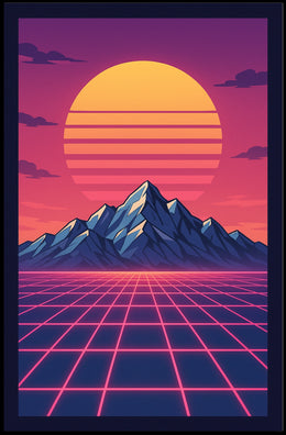 Retro-Futuristic Synthwave Landscape Art Futuristic Sci-Fi Poster