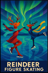 Joyful Reindeer Figure Skating Fantasy Poster