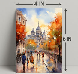Autumn Stroll By The Cathedral Poster