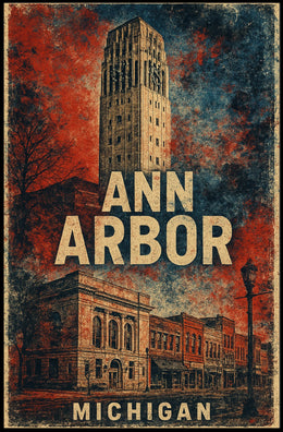 Ann Arbor Cityscape Minimalist Travel Poster