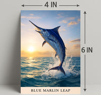 Blue Marlin Leap Poster PosterGoat