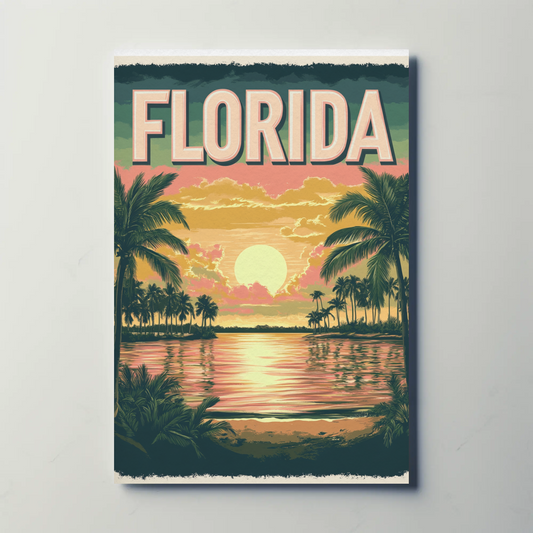 Florida Vintage Poster - Tropical Sunset
