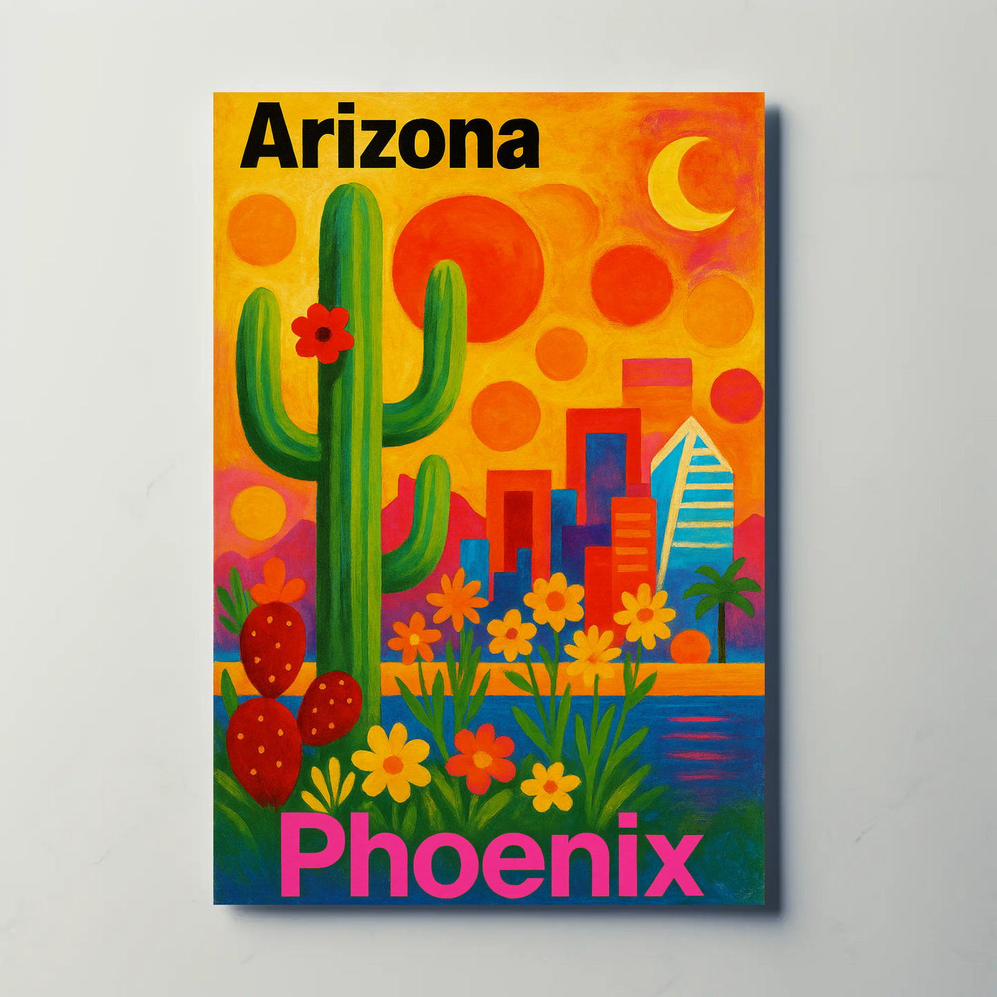 Arizona Phoenix Skyline Vintage Travel Poster Art