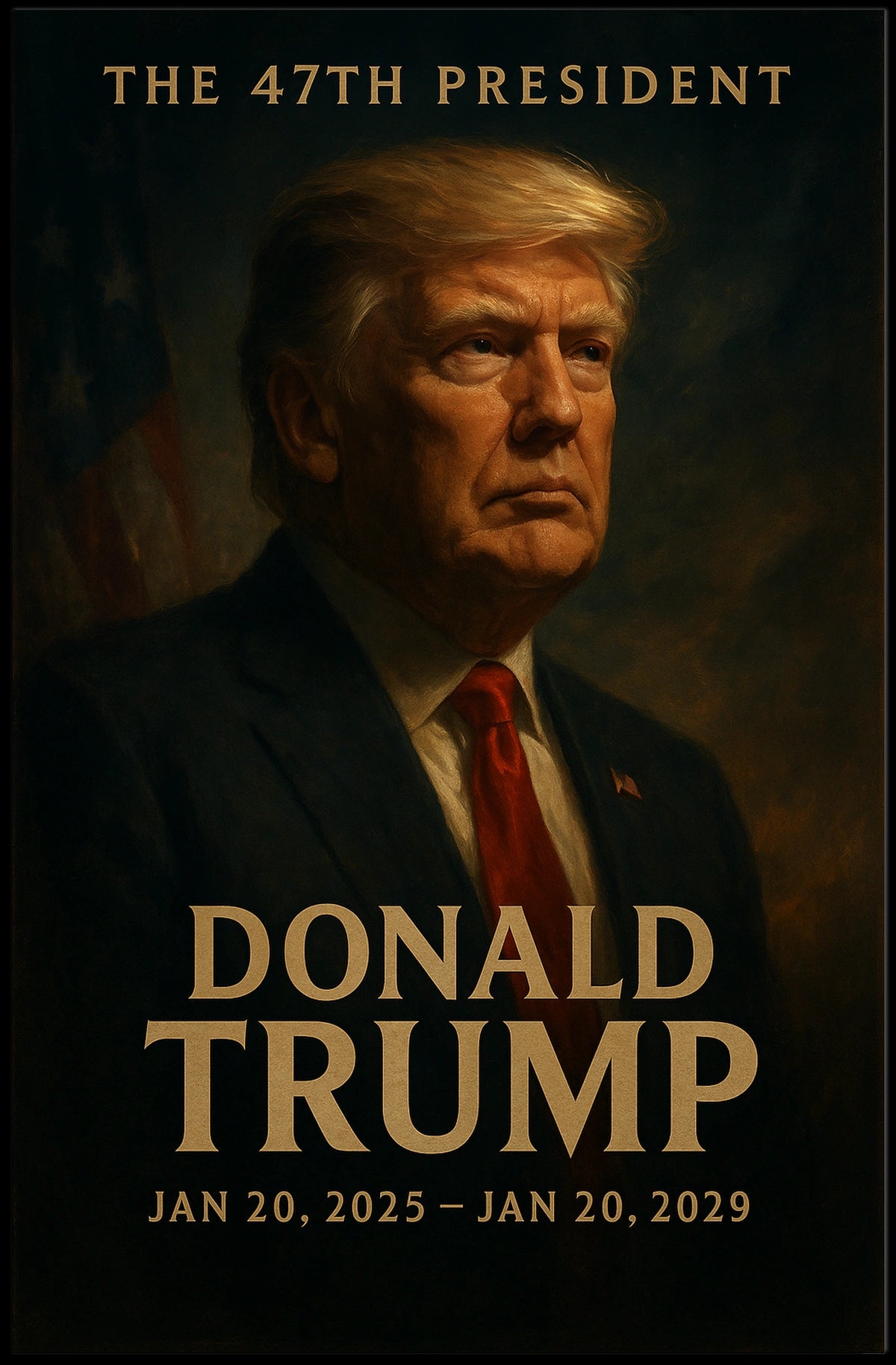 Donald Trump Portrait of Resolute Leadership Poster