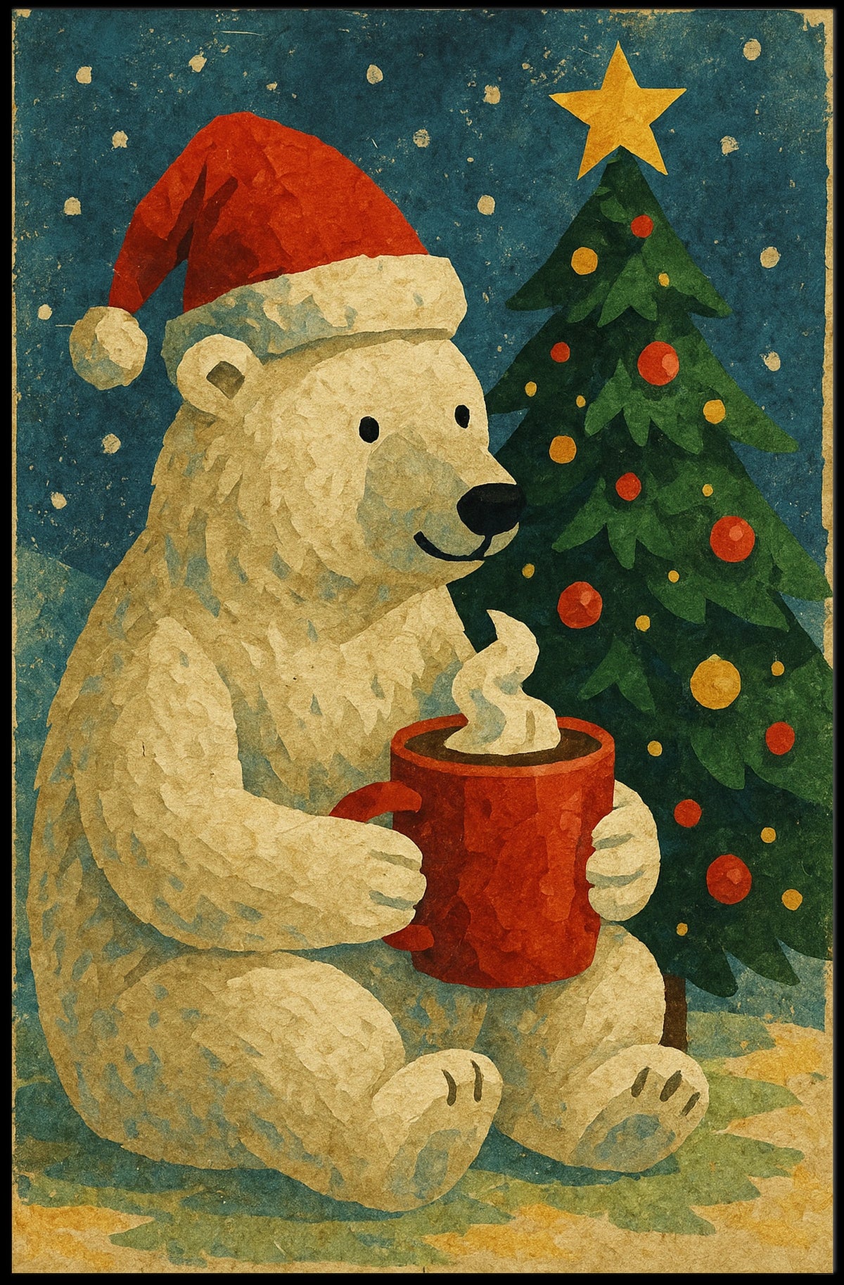 Festive Polar Bear Holiday Poster