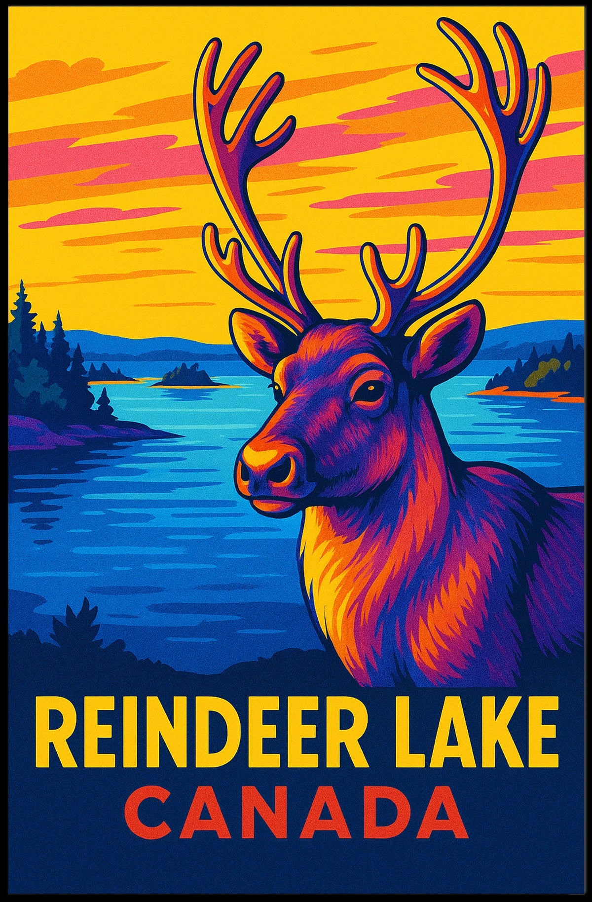 Reindeer Lake Canada Poster