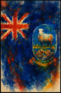 Union Jack And Sheep In Watercolor Poster