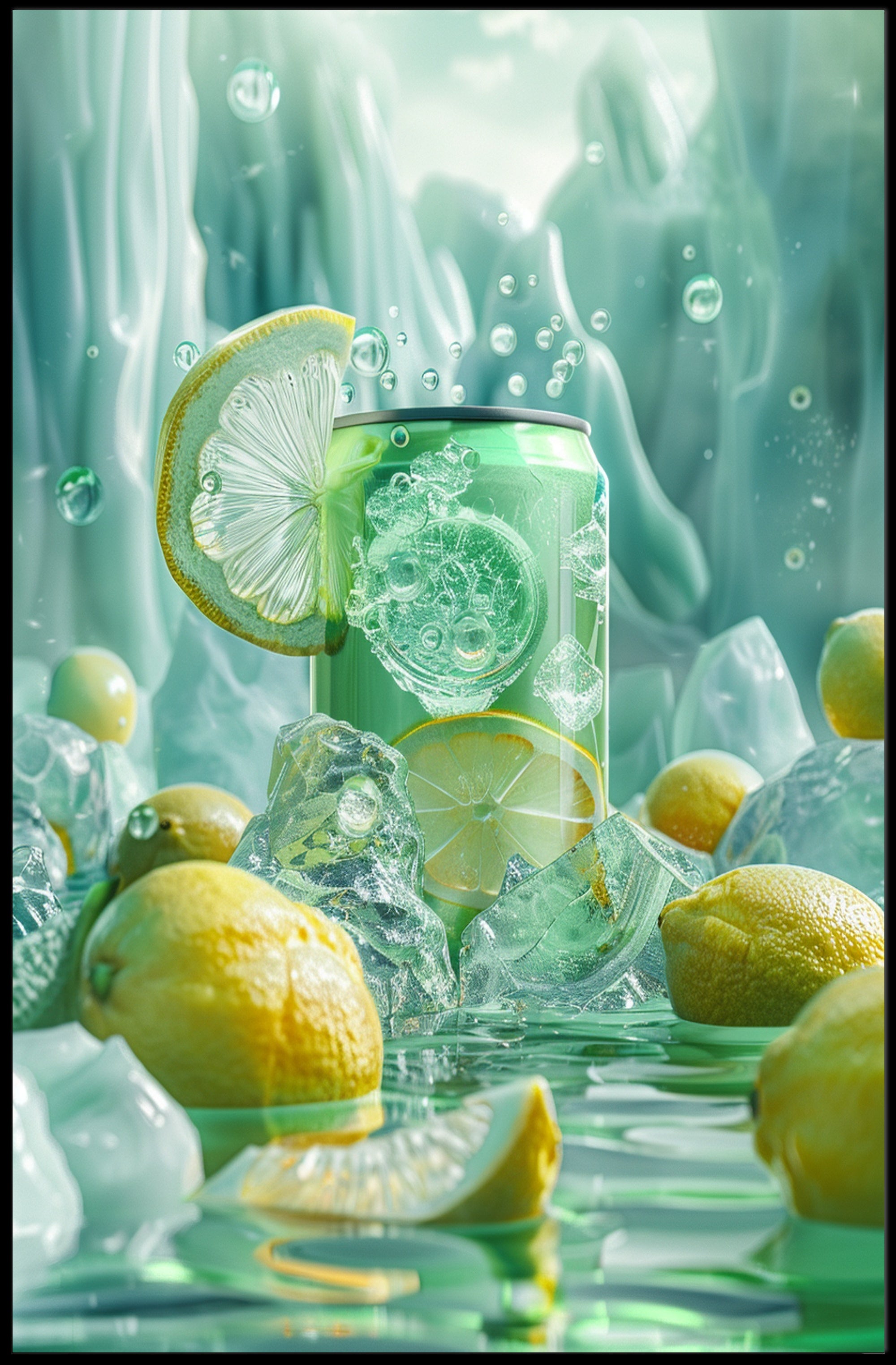 Lemon Beverage Photorealism Refreshment Poster PosterGoat
