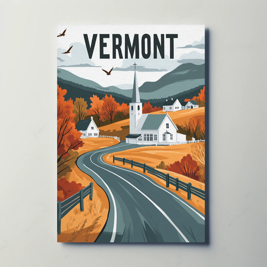 Vermont Vintage Poster - Fall Countryside
