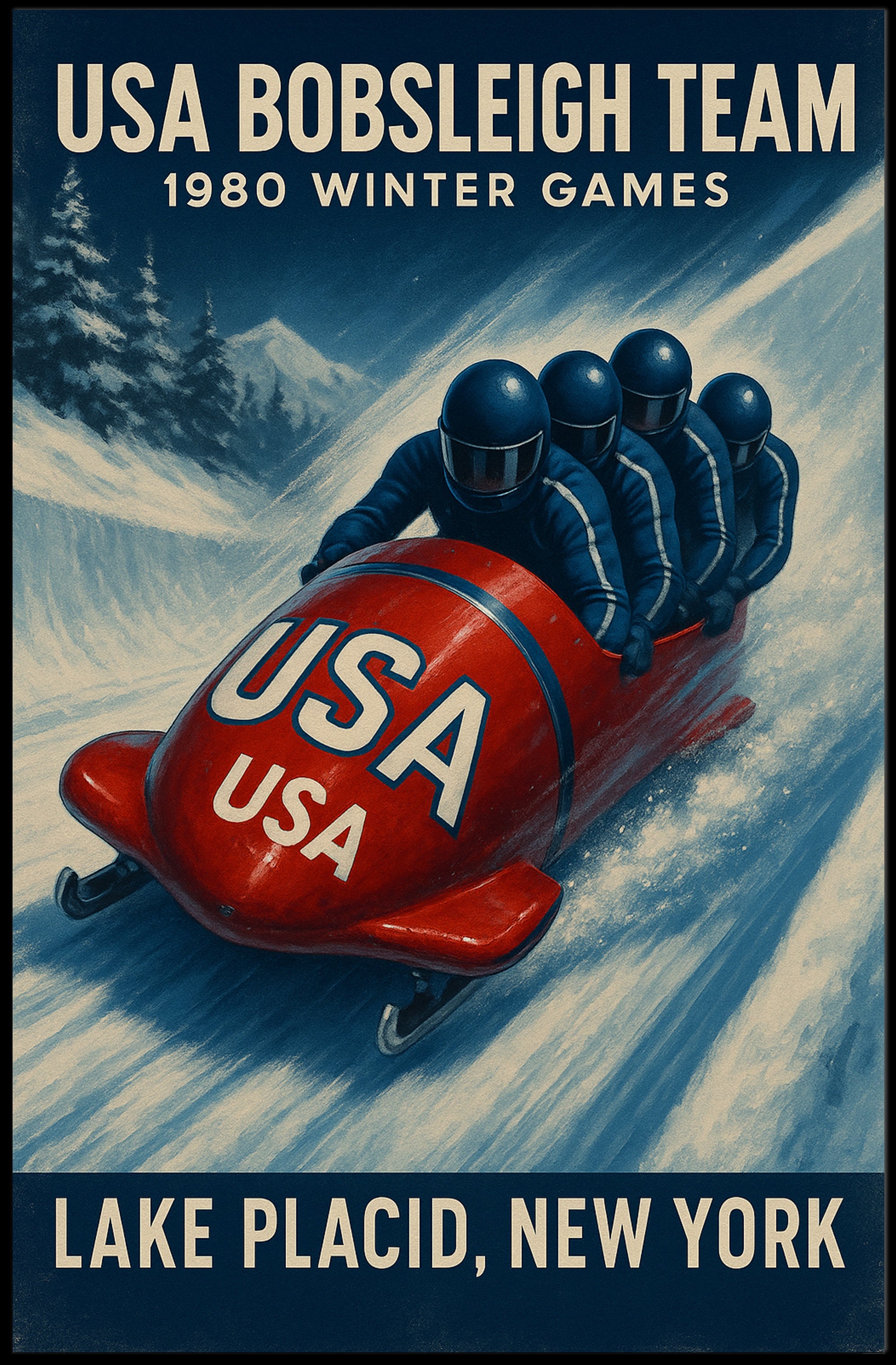 1980 Winter Games Usa Bobsleigh Team Poster