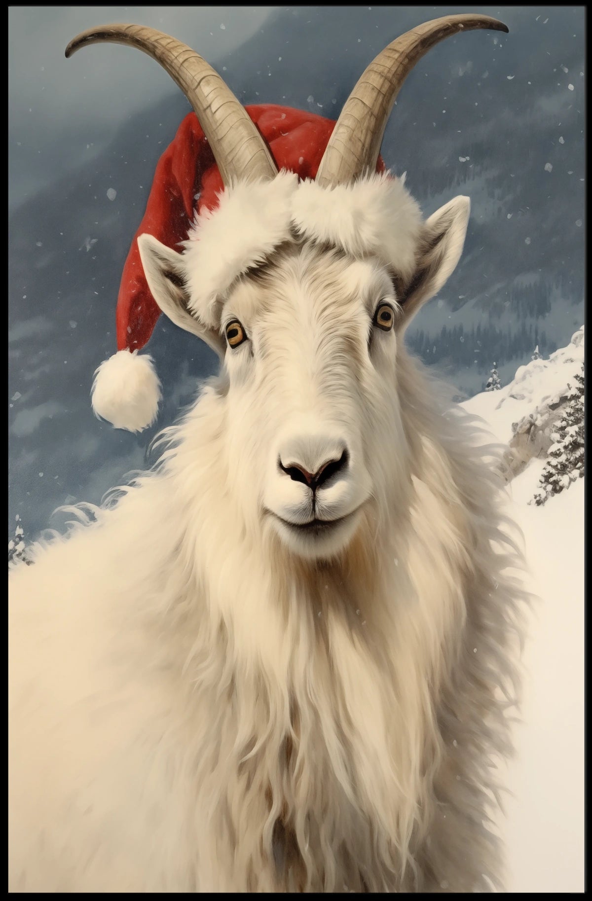 Festive Mountain Goat Poster