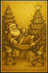 Festive Vintage Santa Christmas Scene Artistic Poster