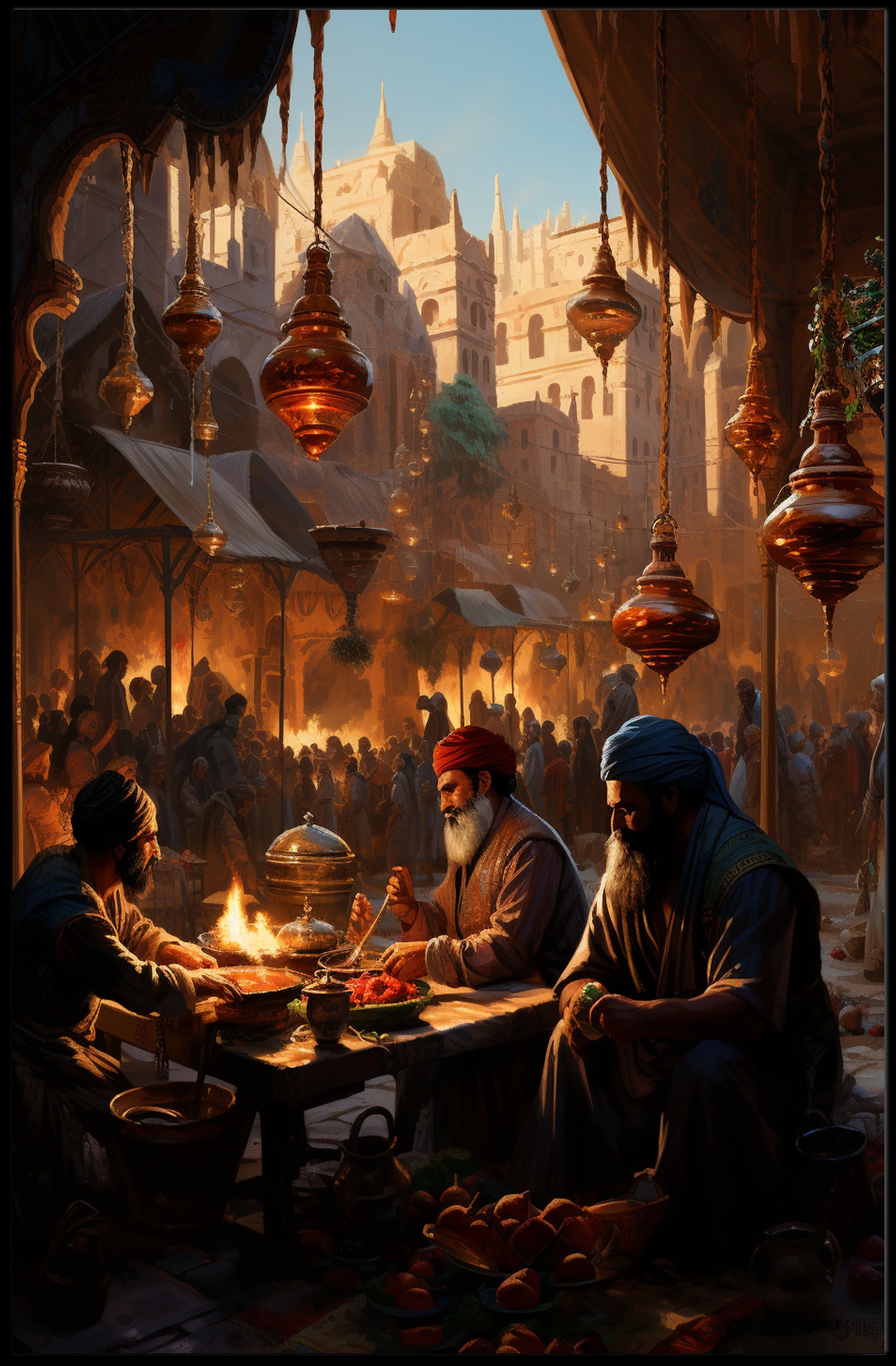 Market Scene In An Ancient City Poster