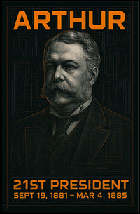 Chester A. Arthur 21st President of the United States Techno Schematic Poster