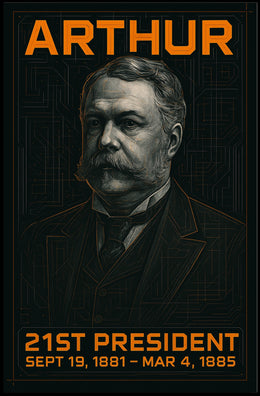 Chester A. Arthur 21st President of the United States Techno Schematic Poster