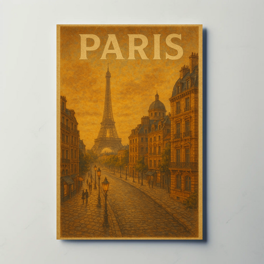 Paris Eiffel Tower Vintage Evening Poster