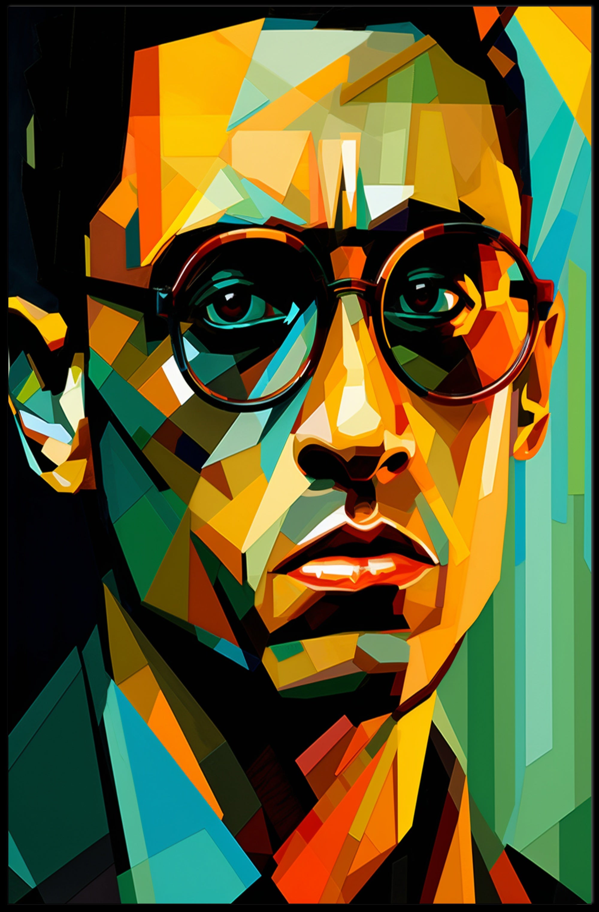 Vibrant Geometric Portrait Poster PosterGoat