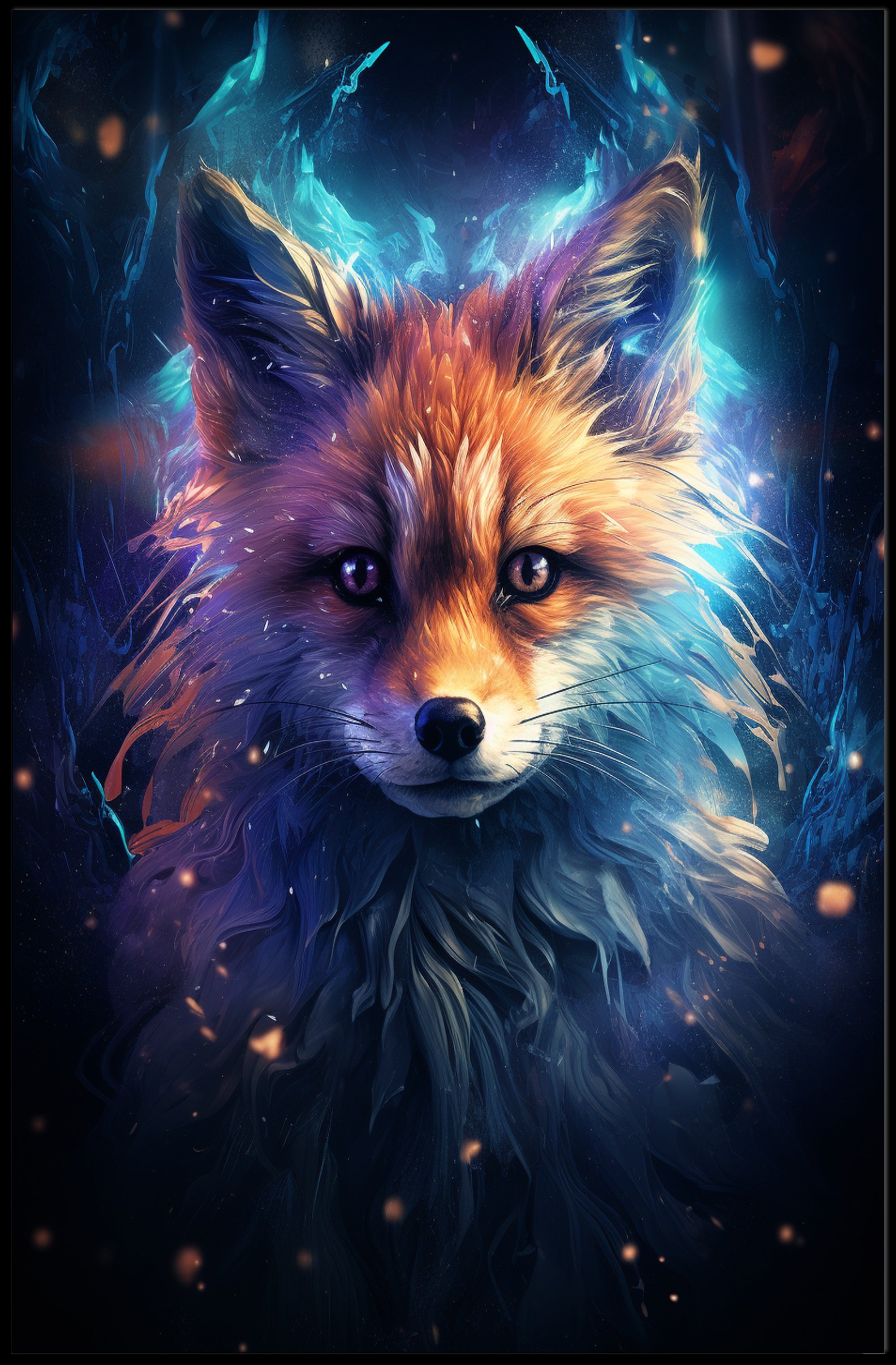 Mystical Fox Portrait Poster PosterGoat