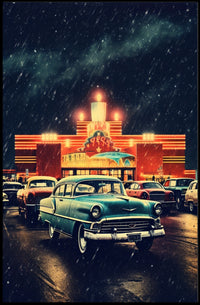 Retro Drive-In Night Poster