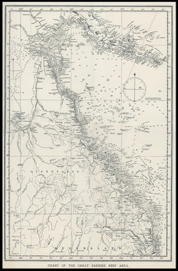 Chart Of The Great Barrier Reef Area Poster