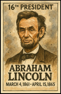 Abraham Lincoln 16th President of the United States Exaggerated Cartoon Sketch Poster