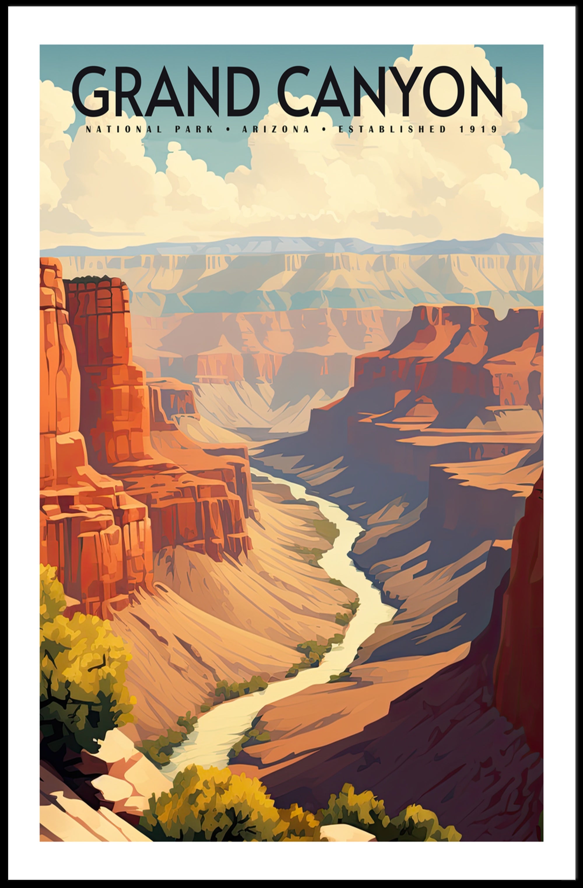 Grand Canyon Travel Poster Vintage National Park Print