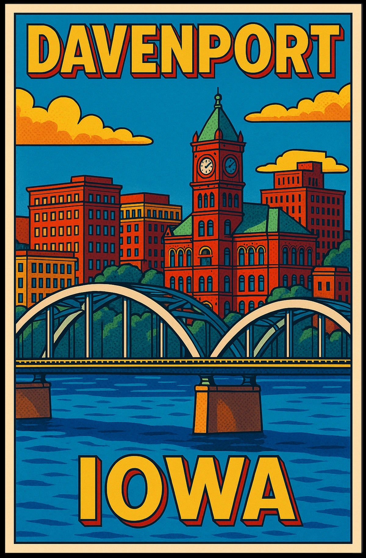 Davenport, Iowa A Vibrant Cityscape Poster