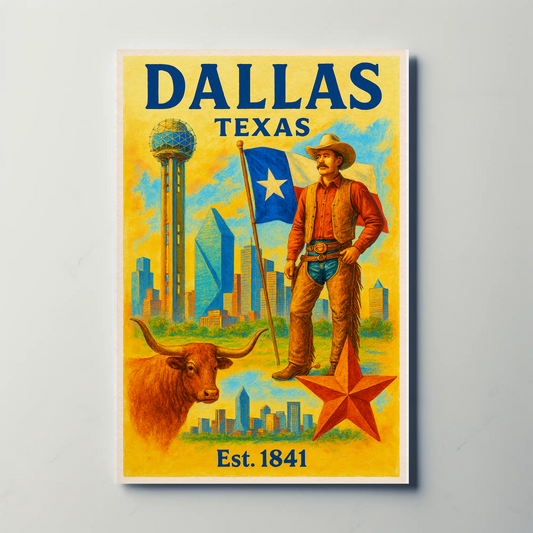 Dallas Cowboy Urban Vintage Travel Poster Wall Art