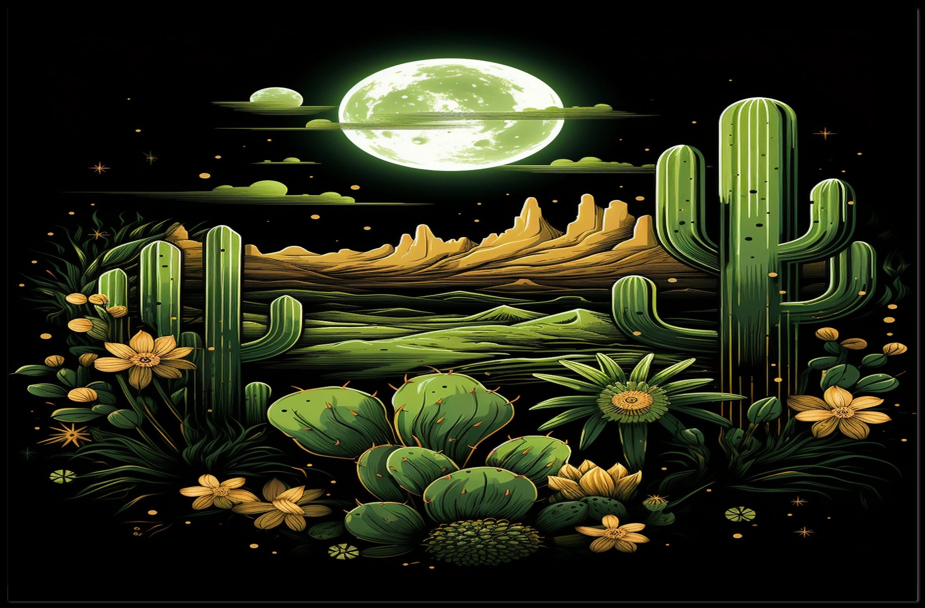 Desert Moonlit Landscape Poster