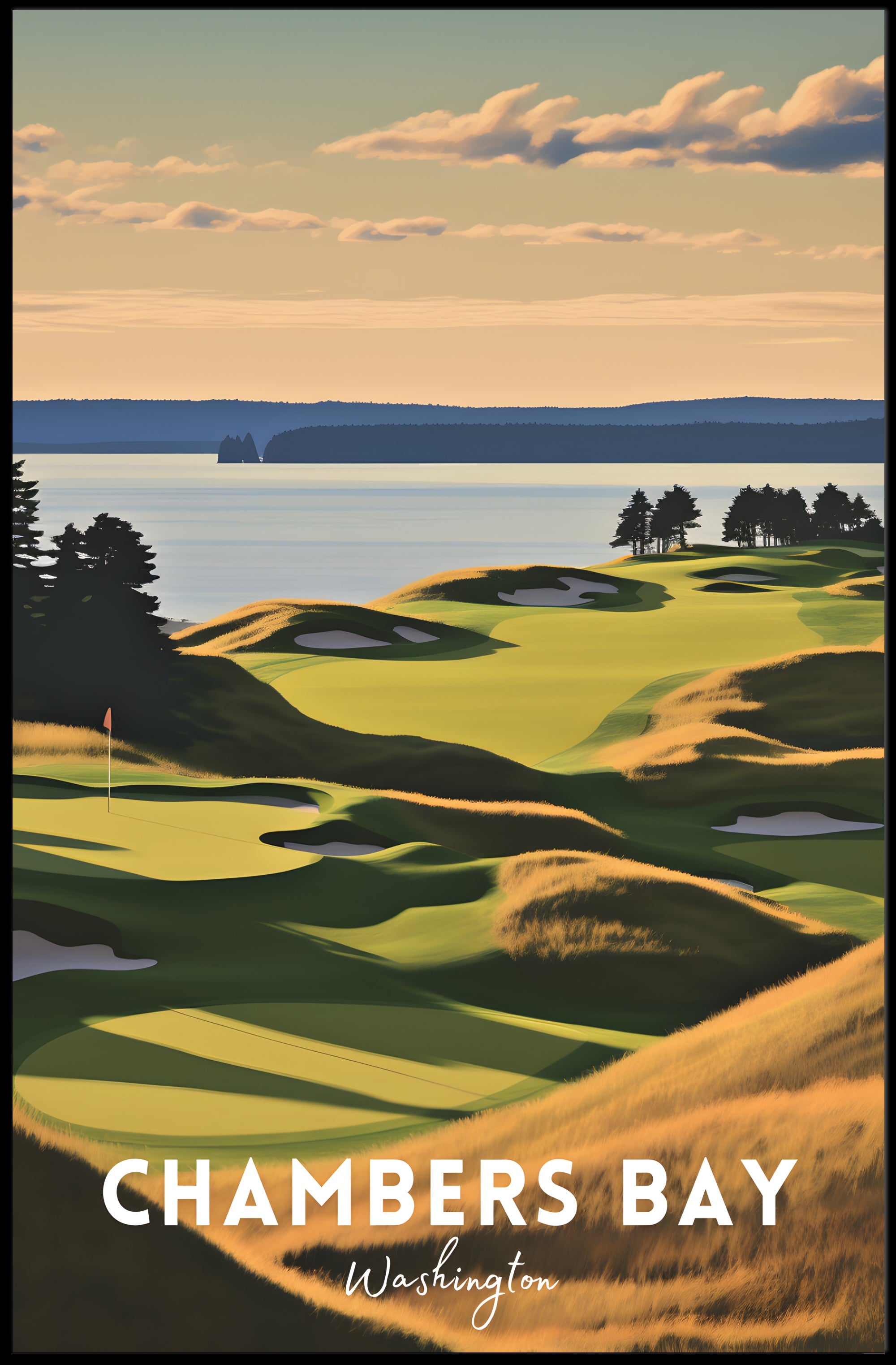 Chambers Bay Golf Course Scenic Sports Poster