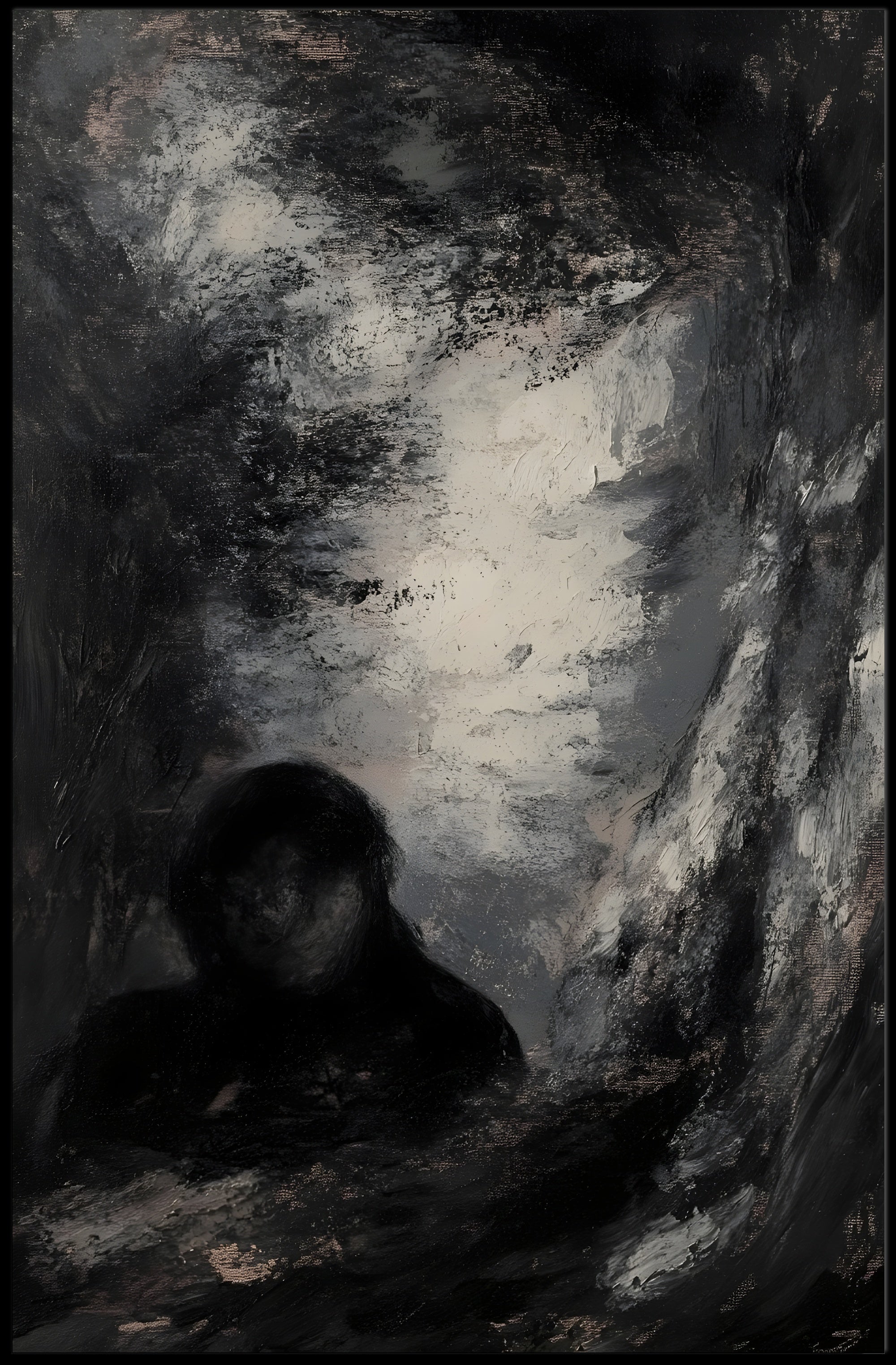 Dark Shadowy Figure Abstract Art Poster PosterGoat